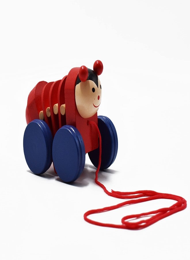 justhandmade Just Handmade Wooden Caterpillar | Airplane Pull Along Toy for Kids, Colors May Vary (Combo of 2) - Image 2